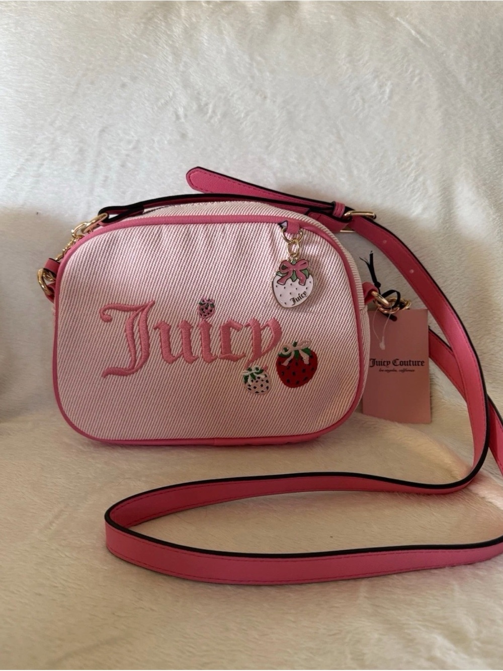 Juicy Couture Pink Strawberry Charm Crossbody Bag